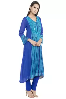Pink Embroidered Georgette Party Wear Kurti