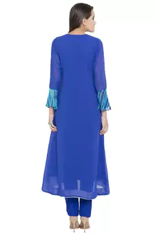 Pink Embroidered Georgette Party Wear Kurti