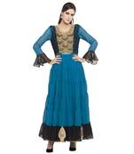 Blue Embroidered Georgette Party Wear Kurti