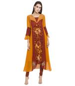 Orange Embroidered Georgette Party Wear Kurti