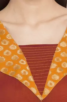 Orange Embroidered Georgette Party Wear Kurti
