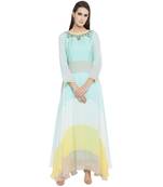 Green Embroidered Georgette Party Wear Kurti