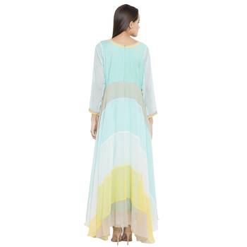 Green Embroidered Georgette Party Wear Kurti 4