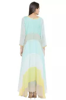 Green Embroidered Georgette Party Wear Kurti