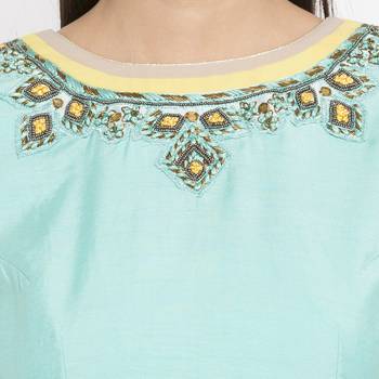 Green Embroidered Georgette Party Wear Kurti 5