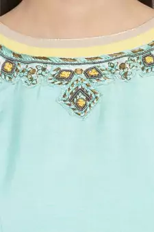 Green Embroidered Georgette Party Wear Kurti