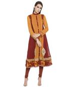 Orange Embroidered Georgette Party Wear Kurti