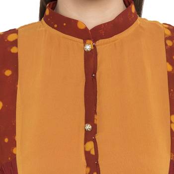 Orange Embroidered Georgette Party Wear Kurti 5