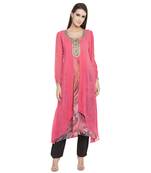 Pink Embroidered Georgette Party Wear Kurti