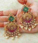 Lalso Designer Multicolor Kundan Pearl Drops Earrings - LKE09_MG