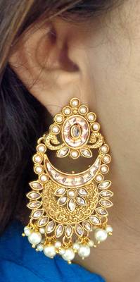 Lalso Designer Golden Kundan Pearl Drops Earrings - LKE10_LCT 2