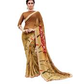 Brown printed  georgette saree with blouse