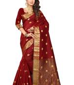 Brown woven cotton silk saree with blouse