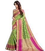 Green woven art silk saree with blouse