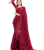 Magenta woven georgette saree with blouse