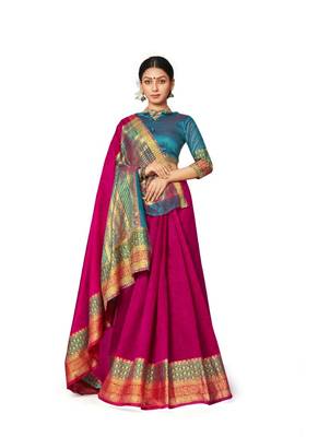 Magenta woven art silk saree with blouse 1