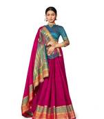 Magenta woven art silk saree with blouse