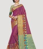 Magenta woven art silk saree with blouse