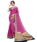Magenta woven art silk saree with blouse