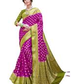 Magenta woven art silk saree with blouse