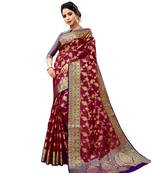 Maroon woven art silk saree with blouse
