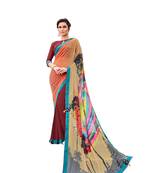 Multicolor printed  georgette saree with blouse