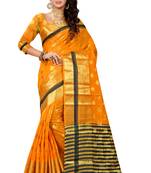 Mustard woven cotton silk saree with blouse