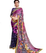 Pink printed  georgette saree with blouse