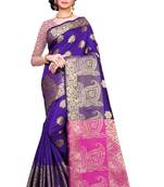 Purple woven art silk saree with blouse