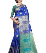 Royal blue woven art silk saree with blouse