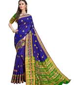 Royal blue woven art silk saree with blouse