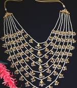 Gold Plated Kundan Shell Pearls Ranihaar Long Necklace