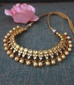 Gold Plated Shell Pearls Single String Choker Necklace