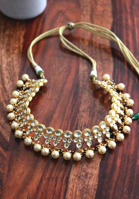 Gold Plated Shell Pearls Single String Choker Necklace 2