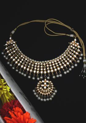 Gold Plated Shell Pearls Choker Necklace 2
