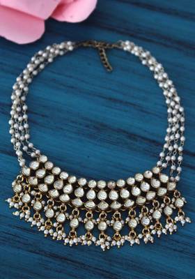 Gold Plated Shell Pearls Ahemdabadi Choker Necklace 1