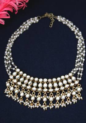 Gold Plated Shell Pearls Ahemdabadi Choker Necklace 2
