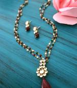 Gold Plated Pendant Multicolored Beads Long Necklace