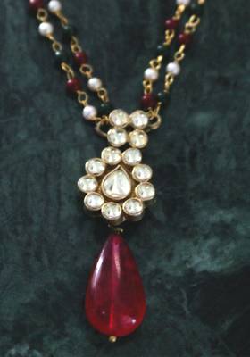 Gold Plated Pendant Multicolored Beads Long Necklace 2