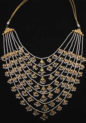 Gold Plated Kundan Shell Pearls Ranihaar Long Necklace 1