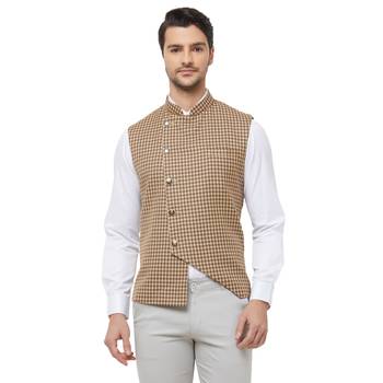 White printed cotton nehru-jacket 1