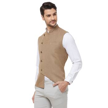 White printed cotton nehru-jacket 2