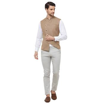 White printed cotton nehru-jacket 5