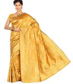 Yellow woven banarasi saree with blouse