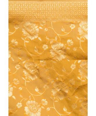 Yellow woven banarasi saree with blouse 4