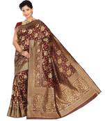 Brown woven banarasi saree with blouse