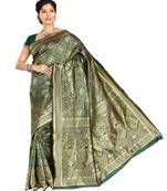 Green woven banarasi saree with blouse