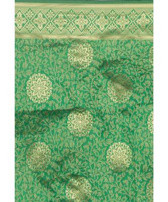 Green woven banarasi saree with blouse 4