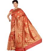 Red woven banarasi saree with blouse