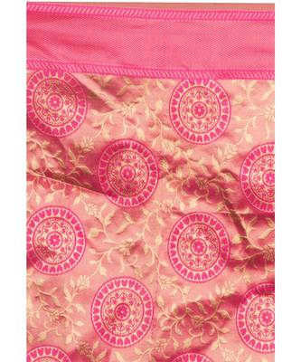 Pink woven banarasi saree with blouse 4